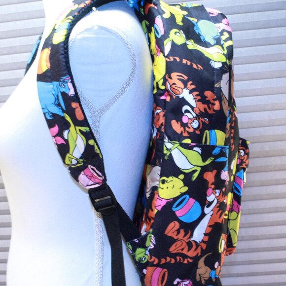 Disney Loungefly Winnie The Pooh Characters Black Large Nylon Backpack 01220316 - Picture 6 of 16